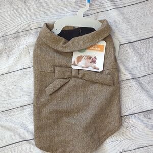 Stylish Brown Dog Coat with Bow